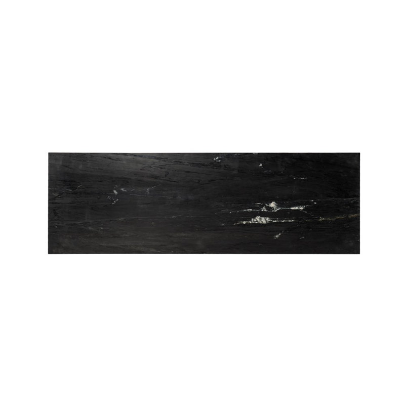Scout Bar Table, Polished Black Marble/Worn Black Mango, 36”H x 70”L x 26”W