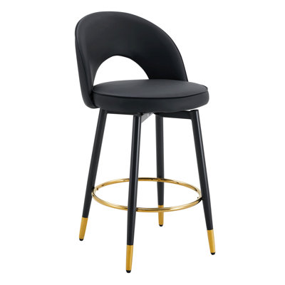Of 2 360 Rotatable Bar Stools, Modern Pu Upholstery And Black Metal Legs, For Different Applications In Home Office, Ergonomic Design, Easy To Put Together Install Covered With Frame, Dining Room,