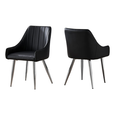 Chaise de salle à manger, ensemble de 2, latérales, rembourrées, cuisine, salle à manger, aspect cuir, métal, contemporain, moderne