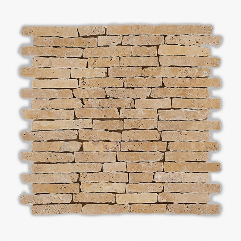 Yellow Tumbled Minsk Travertine Mosaic, Yellow