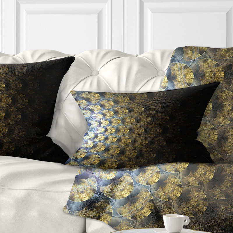 Fleur symétrique or fractale - coussin imprimé abstrait