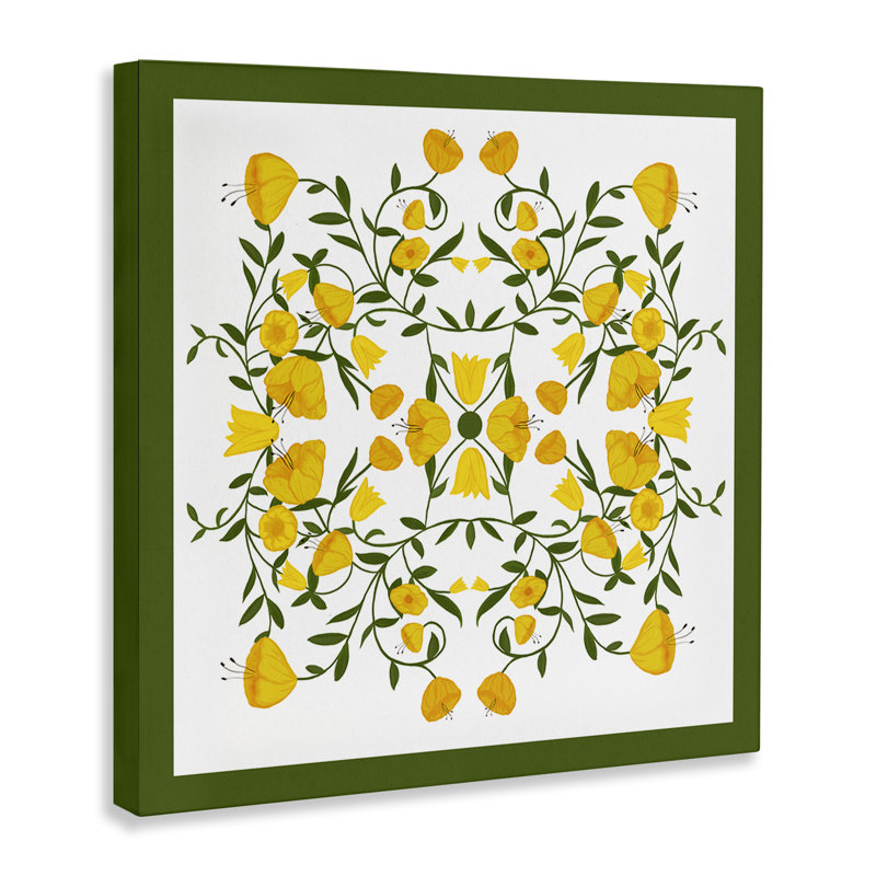  «Golden Blooms Symmetry» par Michelle Ingari Designs, H 17 po x l 17 po