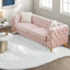 Canapé à compression, canapé Chesterfield 82,5 pouces en velours rose