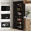 Armoire de cuisine, grand garde-manger avec tiroir grain de bois noir