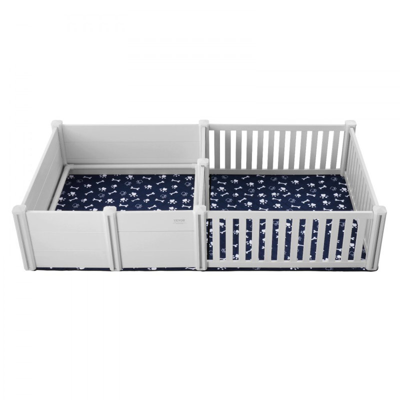 Dog Whelping Box 93.3 x 48.4 x 18.1in Dual Zone PVC with Rails Pee Pad