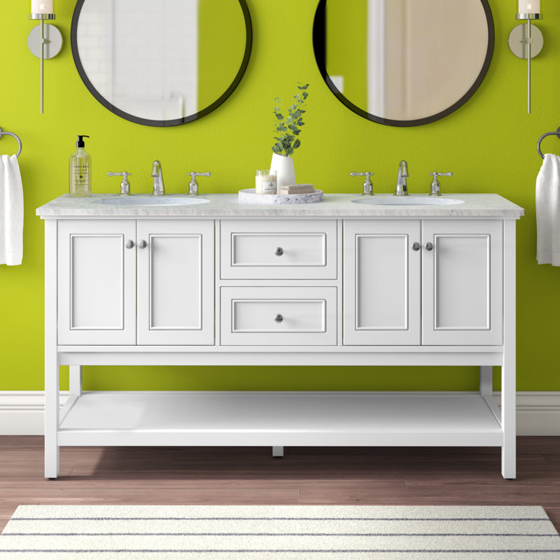 Ensemble de meuble-lavabo double 60 po Bonsai, Blanc