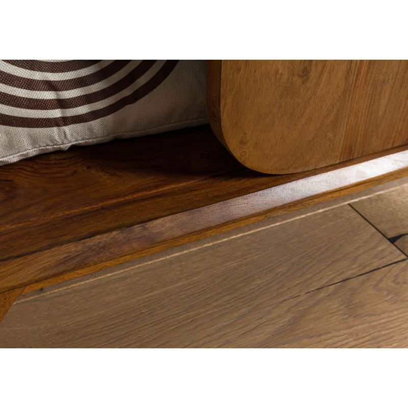 90cm Solid Wood Sideboard, Dark Brown