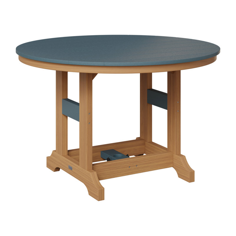 Garden Classic Outdoor Round Bar Table, Slate, Natural Teak