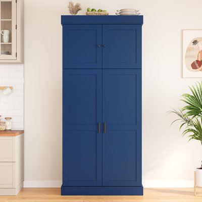 Cedarvale 77-Inch Tall Shaker Style Pantry Cabinet With Adjustable Shelves And Wine Racks