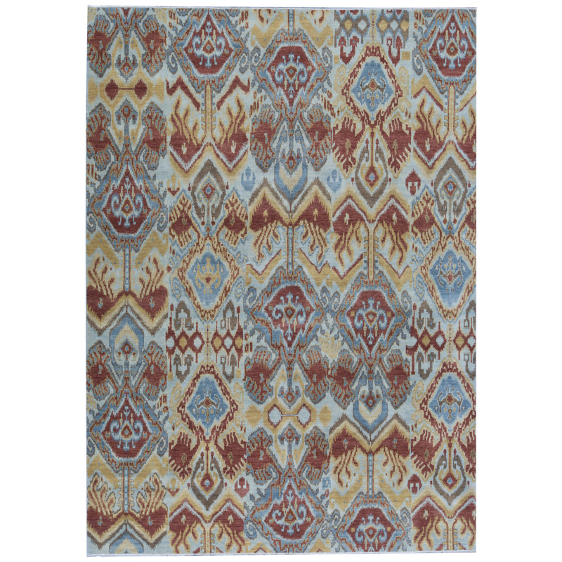 Tapis bleu de haute qualité noué à la main