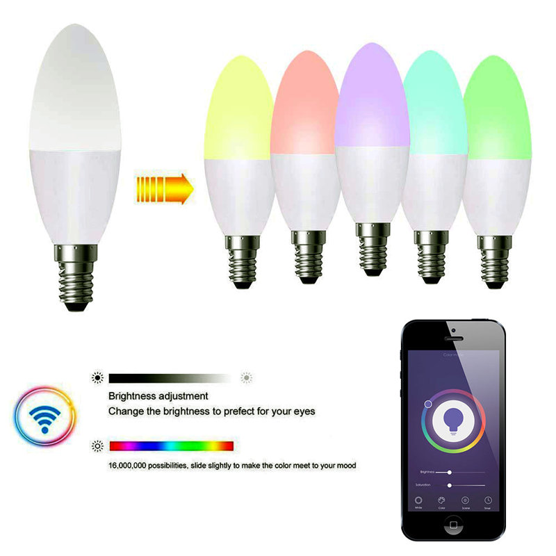 Ener-J WiFi Smart E14 LED Candle Bulb 4.5W RGB and CCT Pack of 3