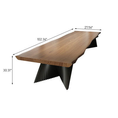 102.36"Solid Wood Irregular Live Edge Conference Table, Large Rectangular Office Meeting Desk
