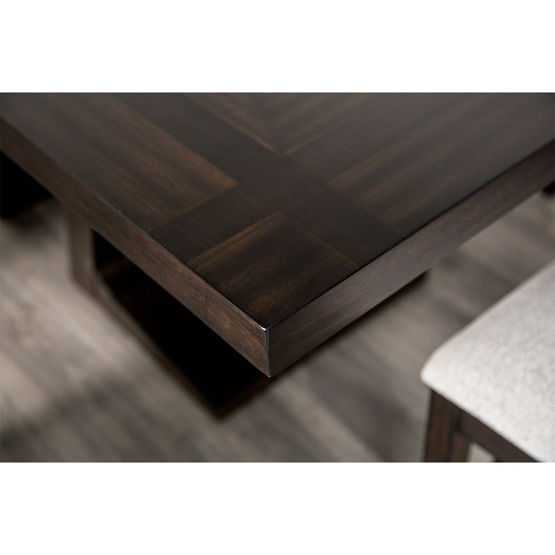 Table de salle à manger rectangulaire en bois avec pieds piédestal en espresso