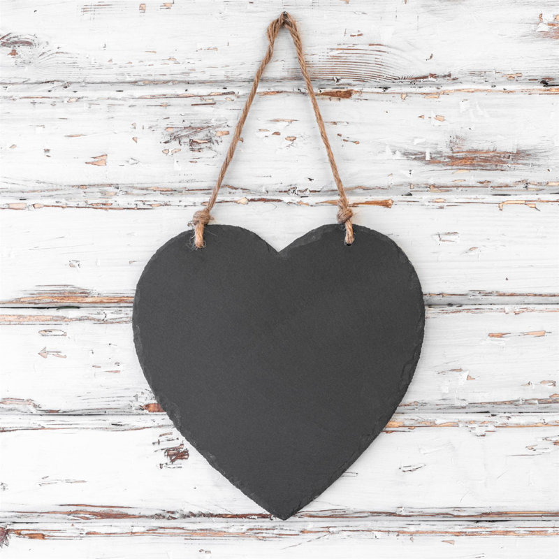 Nicola Spring - Slate Heart Hanging Notice Boards - 24.5 x 24.5cm - Set of 6