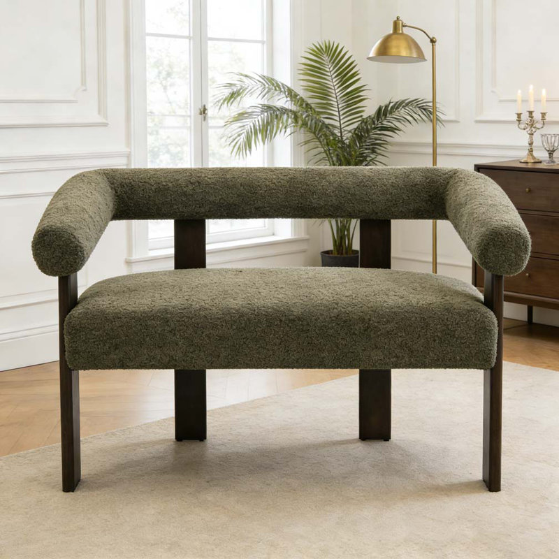 Causeuse ronde avec accoudoirs, Brun, vert