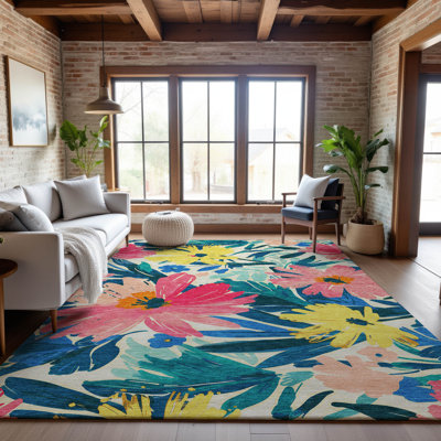 Premium Machine Washable Elize AMF1481 Floral Rug