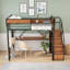 Lit mezzanine avec bureau intégré, prise de courant, éclairage DEL et garde-robe ouverte-118321466-118321477