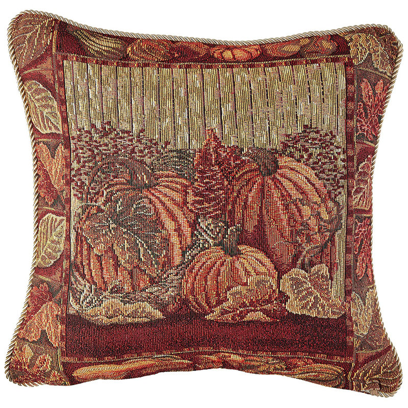 Fall Harvest Pumpkins and Autumn Leaves Pillow Cover