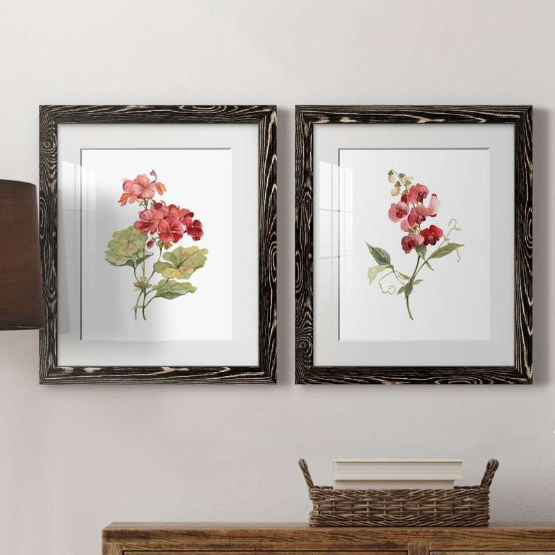 Écarlate géranium - ensemble de 2 reproductions d'art, H 20 po x l 17 po x P 1 po, H 31,5 po x l 47 po x P 1,5 po, Blanc