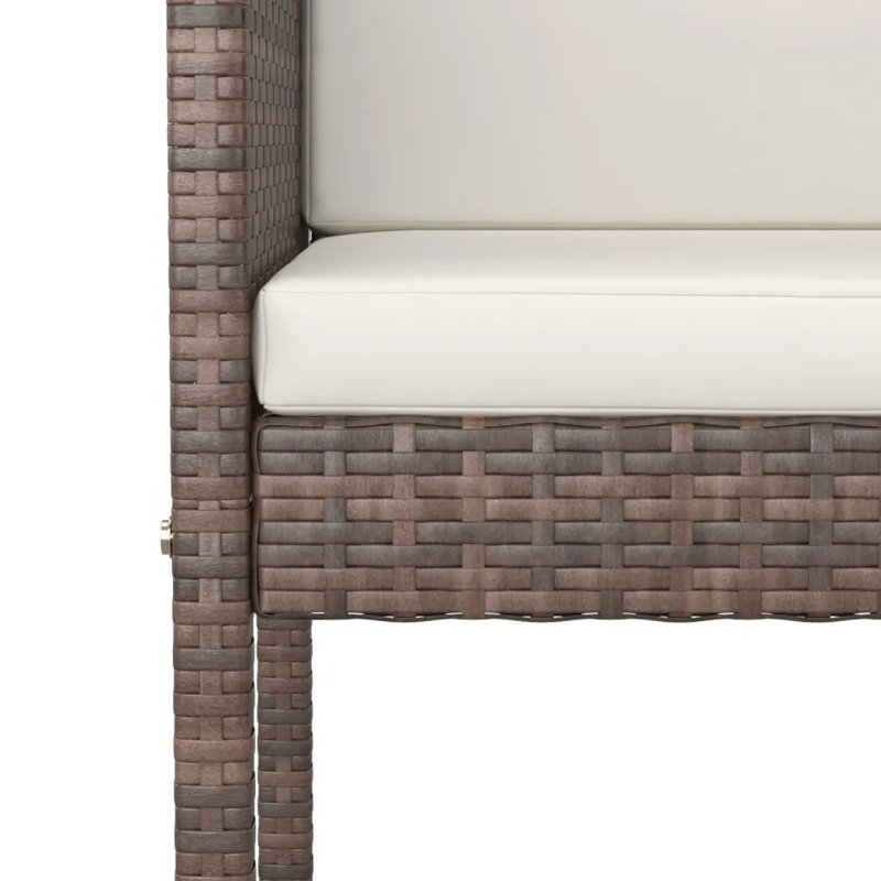 Garden Bar Set 3 Piece with Cushions Table and Chair Seat, Brown