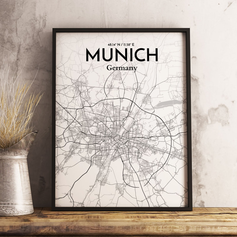 Munich City Map - No Frame Print, 43.2cm H x 27.9cm W x 0.13cm D