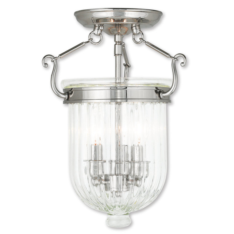 Lindley Glass Semi Flush Mount, Polished Nickel