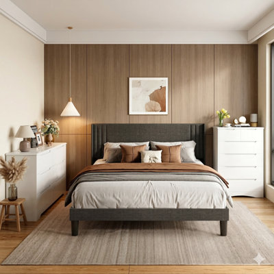 Ensemble de chambre à coucher 3 pièces Masad - Noir - Taille double