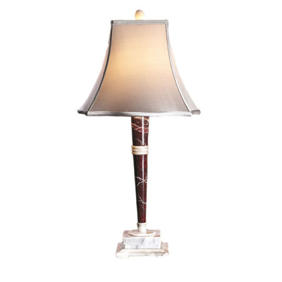 Mercury Marble 32-Inch Lamp, Red Zebra and Alabaster Stone Accent