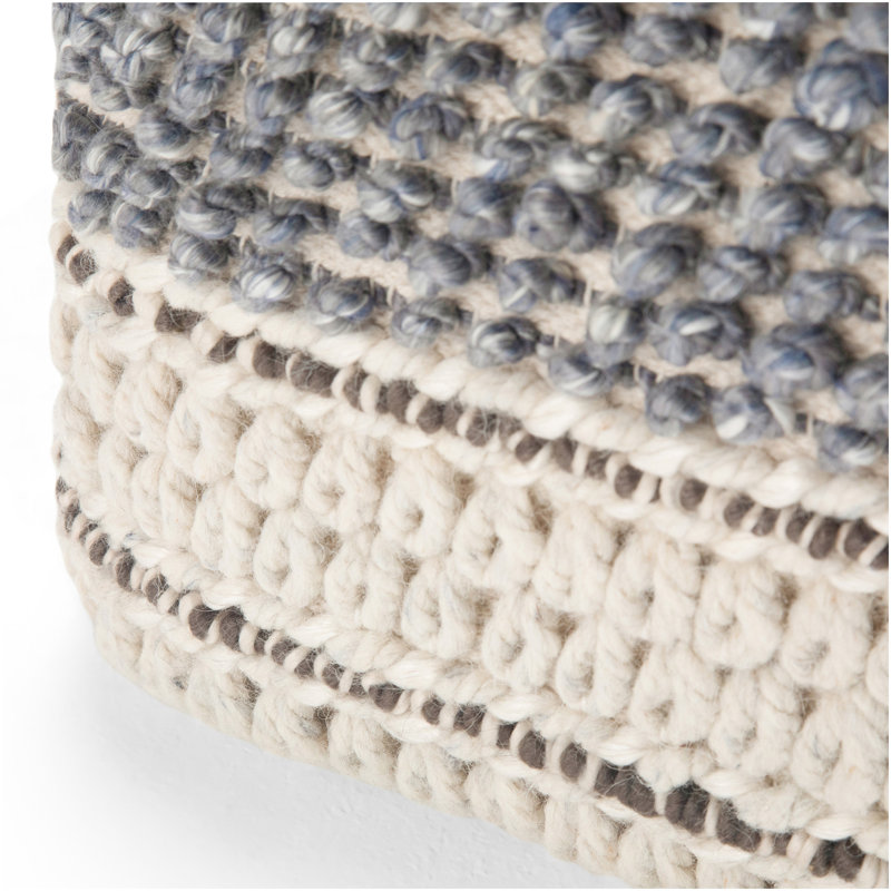 Grady - Square Pouf - Blue / Natural, Blue Fabric