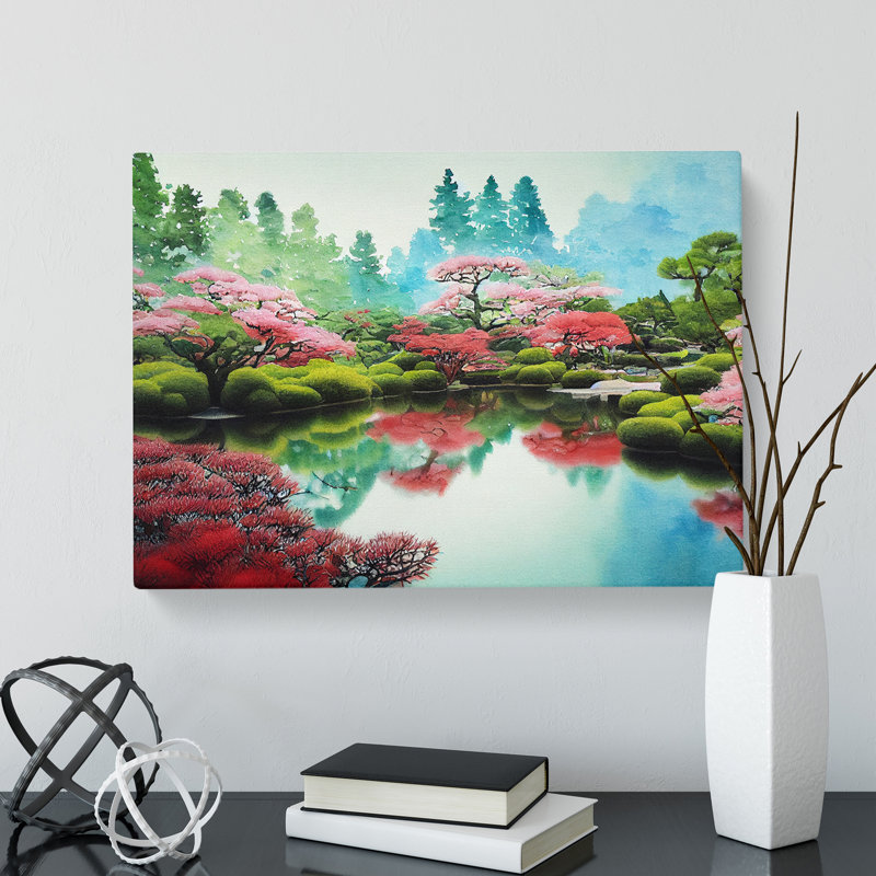 Japanese Garden Pond Vol.1 - Wrapped Canvas, 35cm H x 50cm W x 3cm D