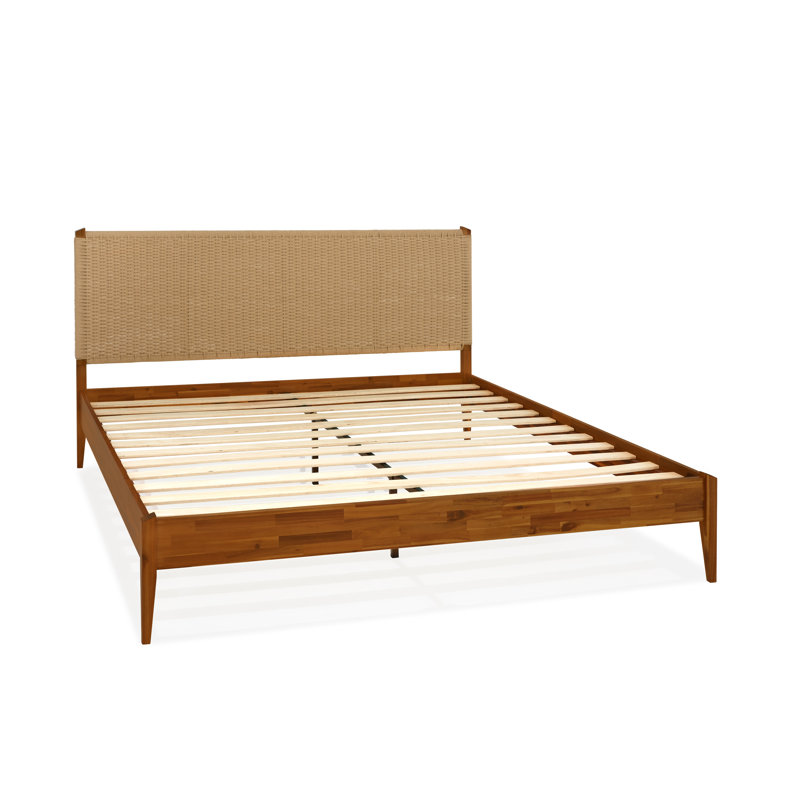 Selina Solid Wood Platform Bed with Headboard