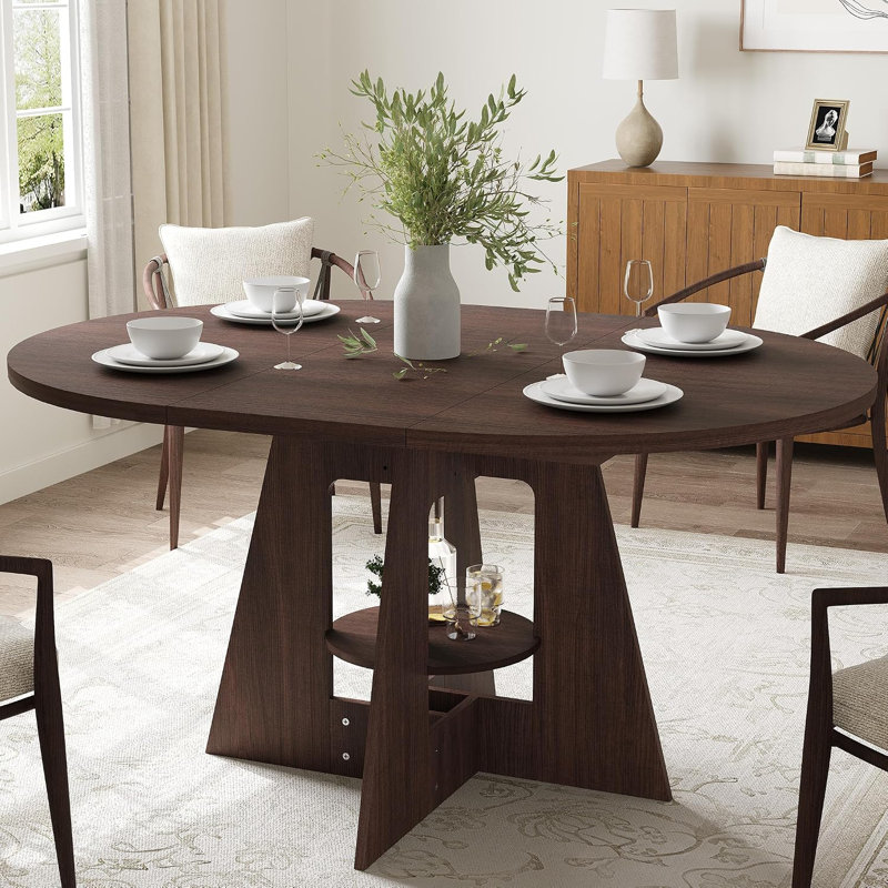 Table de salle à manger ovale, table de cuisine de style campagnard de 150 cm pour 4 à 8 personnes, Rouge