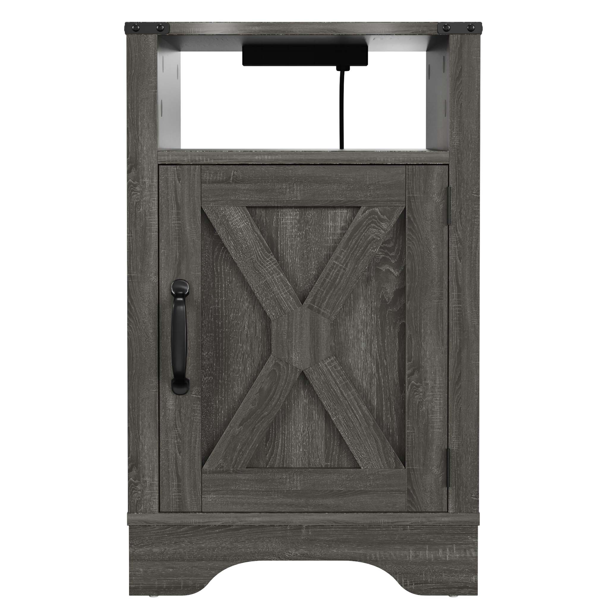 Mercer41 Farmhouse Nightstand Side Table, Wooden Rustic End Table, Tall ...