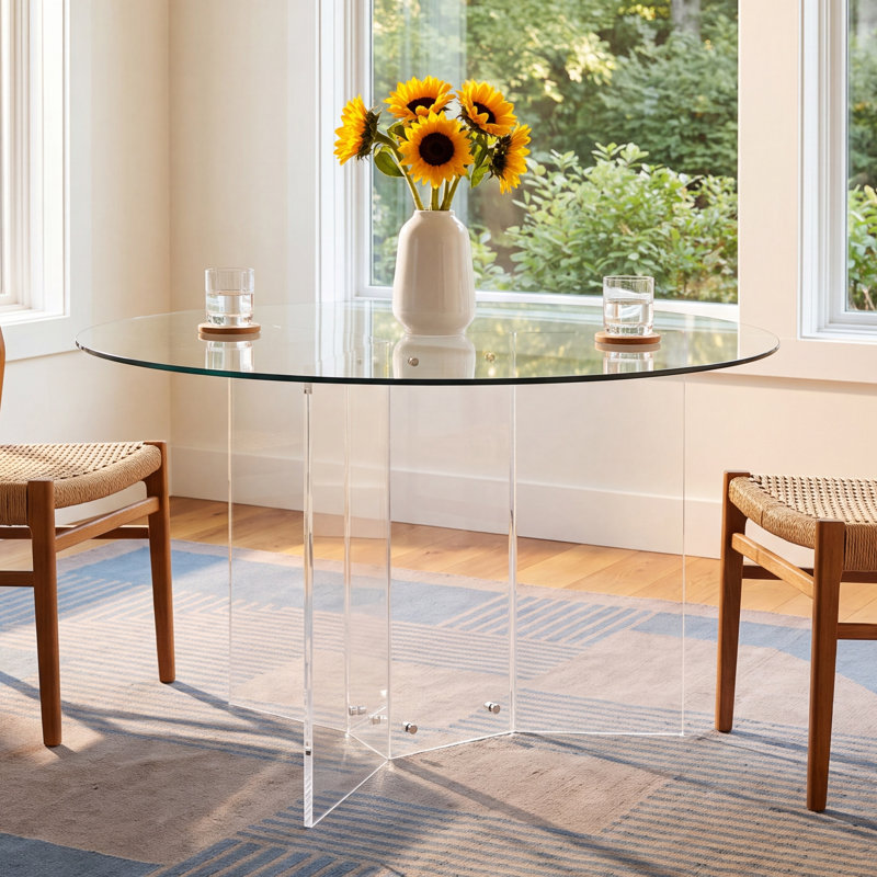 Panos Round Glass Top Dining Table
