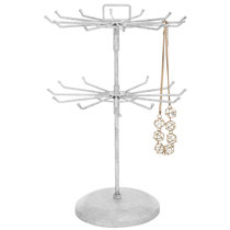 Angelynn's Rotating Jewelry Display Stand Long Large Necklace Holder Organizer Rack, Denise White