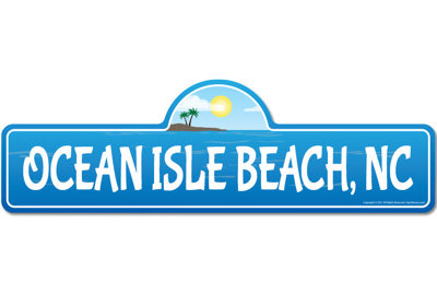 Plaque de rue Ocean Isle Beach en plastique robuste 8 po x 24 po