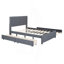 Lit plateforme double tapissier pleine grandeur avec 2 tiroirs et 1 lit gigogne simple, tête de lit classique, gris-1242860453
