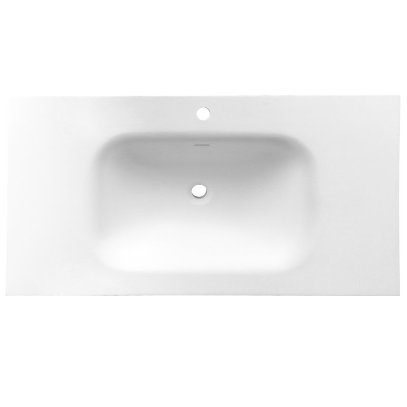 Meuble-lavabo de salle de bain en résine solide à surface solide - blanc mat, 6,87 po de hauteur, empreinte adaptable, qualité, lavabo facile à faire, profondeur de 40,48 po, décoloration, utilisation confortable