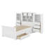 Lit plateforme simple en bois avec armoire verticale et 4 tiroirs de chaque côté-2005383684