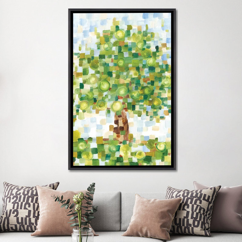 Reproduction d’art, "matelassée Tree II" par Ethan Harper, H 60 po x l 40po x P 1,5 po, Encadrement noir décoloré