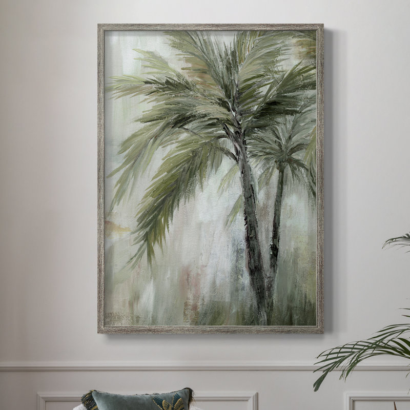 Palmier tropical II, reproduction encadrée - bois massif 50001, H 21 po x l 17 po
