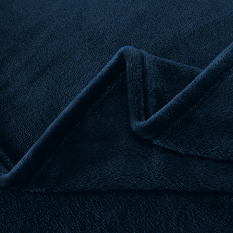 Warner Hand Woven Throw Blanket, 90" L x 90" W, Navy Blue