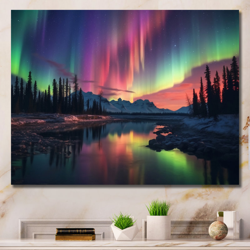 Yukon Dream Aurora I - reproduction d'art sur toile canadienne, H 24 po x l 32 po x P 1 po, Toile tendue