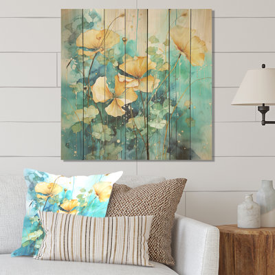 Yellow Morning Glory Spring Awakening - Gloire du matin sur bois