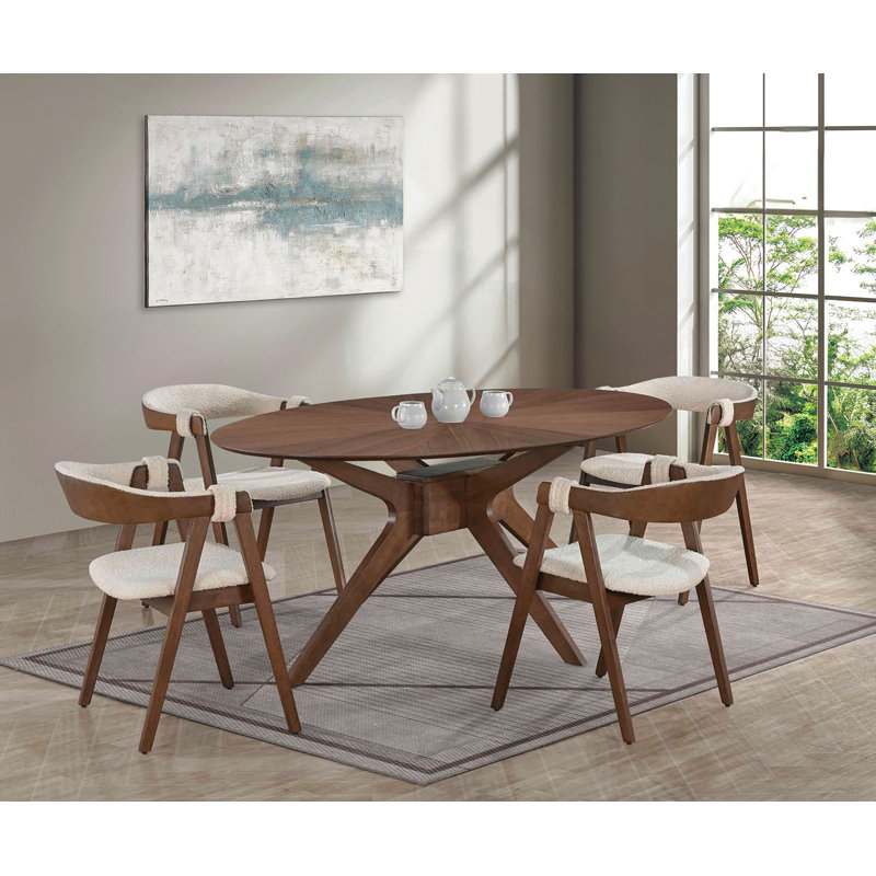 Table de salle à manger ovale moderne 71,4 po Mid-Century, noyer