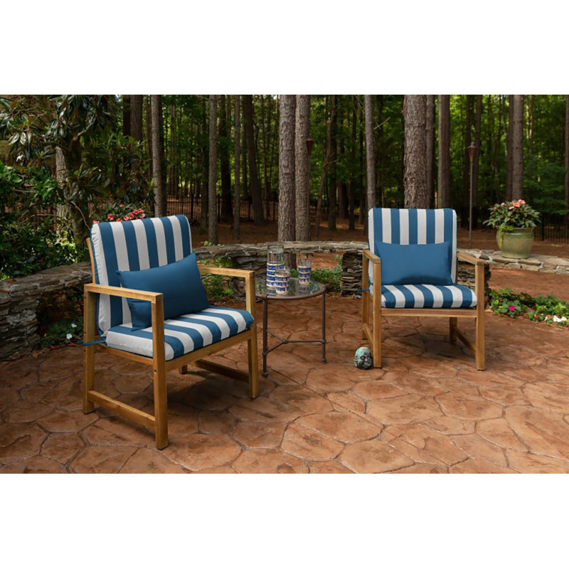 Casual Cushion Stripe Sunbrella® Fabric 1-Piece Indoor/Outdoor Club Chair Cushion, 22"W x 44"L, Maxim Regatta