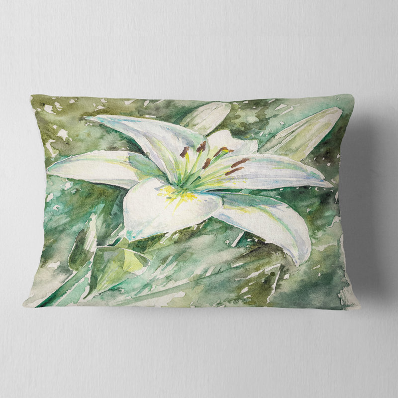 Coussin lombaire de peinture floral grand lily