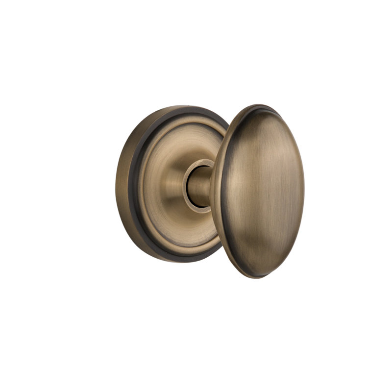 Classic Rosette with Homestead Door Knob, 2.375", Antique Brass