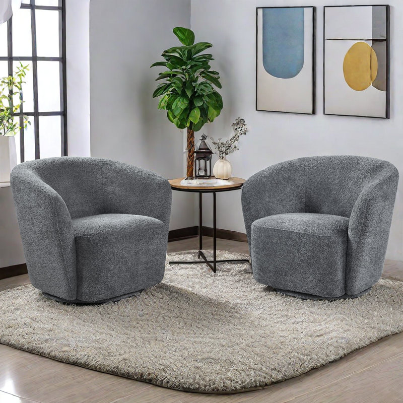 Fauteuil pivotant de 31,1 po Obrain, Rembourrage en mousse grise