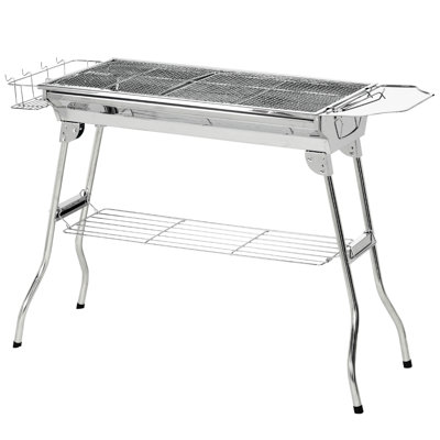 Barbecue portatif extérieur au charbon de bois en acier inoxydable - Options de cuisson polyvalentes